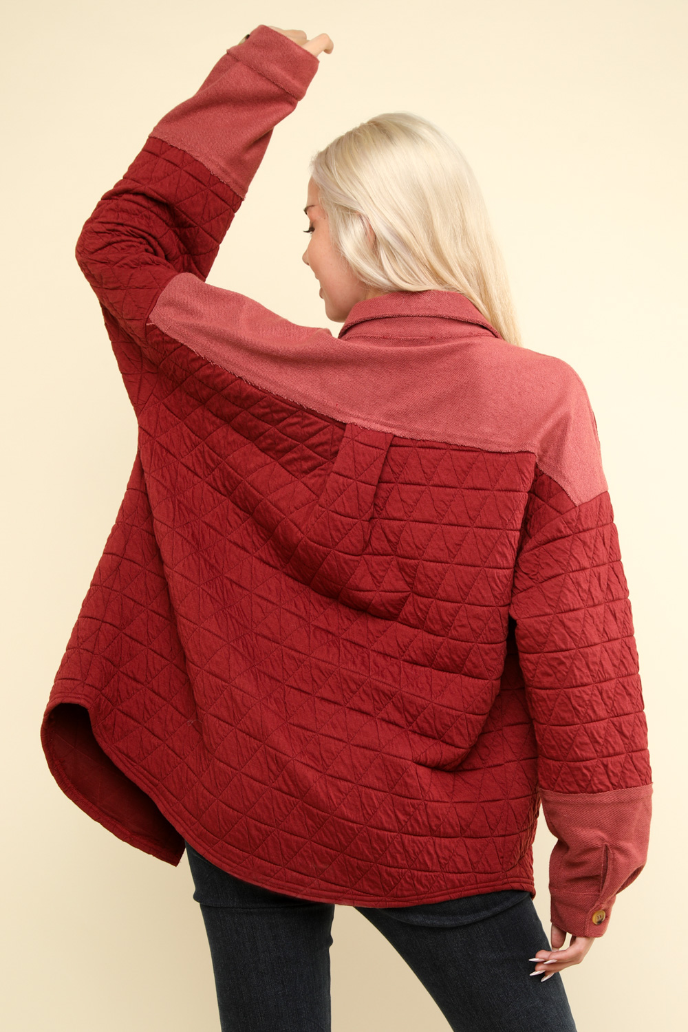 Oversized Quilted Cozy Shacket Jacket, Black