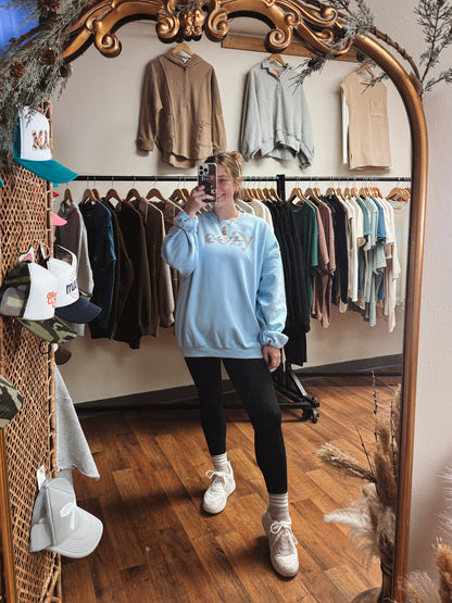 Cozy Season Crewneck Sweatshirt, Light Blue