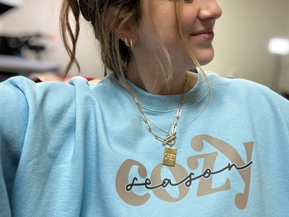Cozy Season Crewneck Sweatshirt, Light Blue