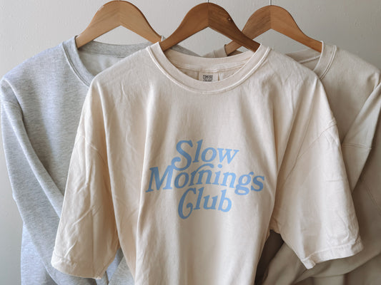 Slow Mornings Club Comfort Colors Tee, Ivory