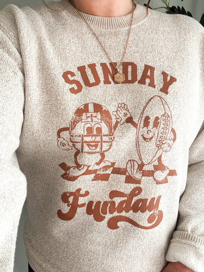 Sunday Funday Luxuriously Cozy Crewneck, Doe Brown on Latte