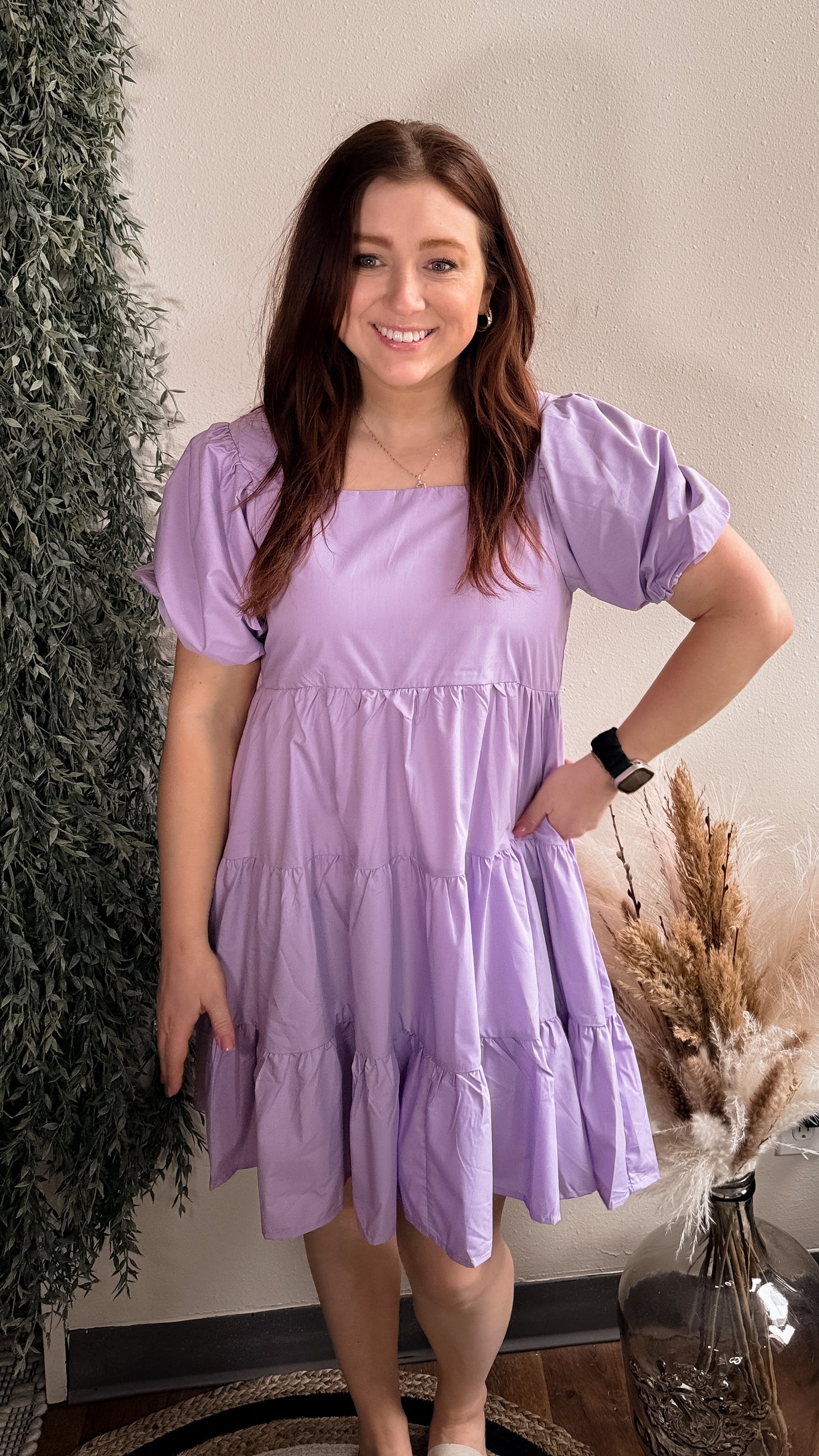 Medium Lavender Tiered Dress with POCKETS