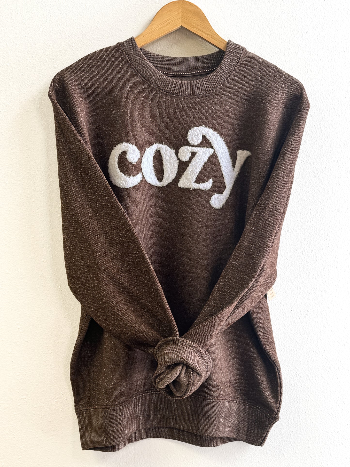 Cozy Patch Crewneck, Teddy Bear Brown