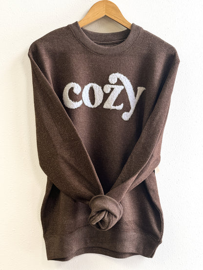 Cozy Patch Crewneck, Teddy Bear Brown