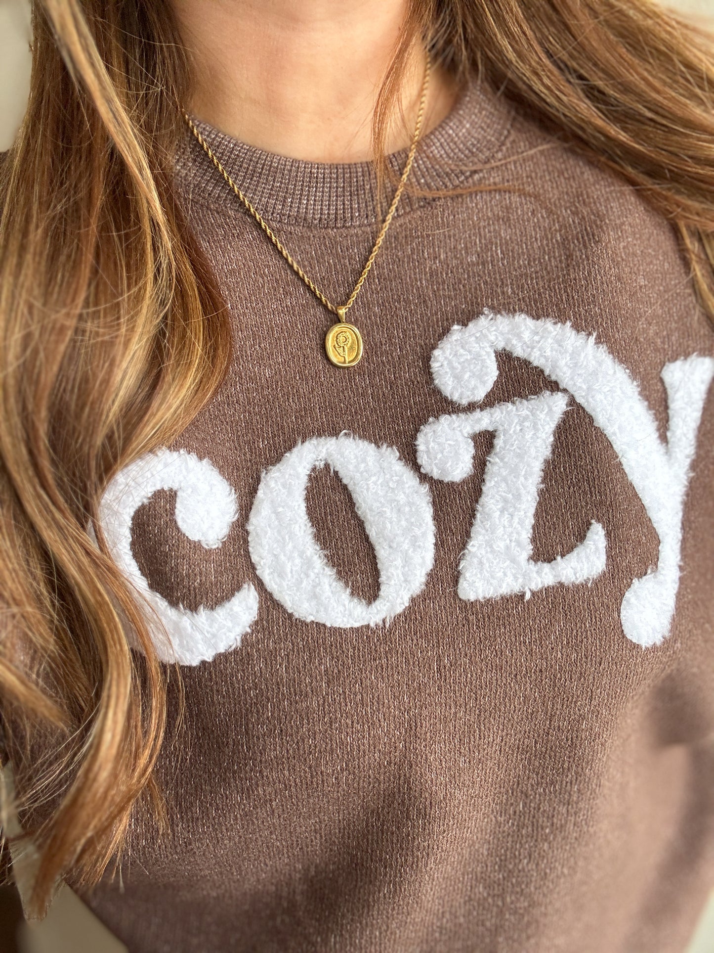 Sweater Weather Faux Yarn Crewneck, Navy Blue