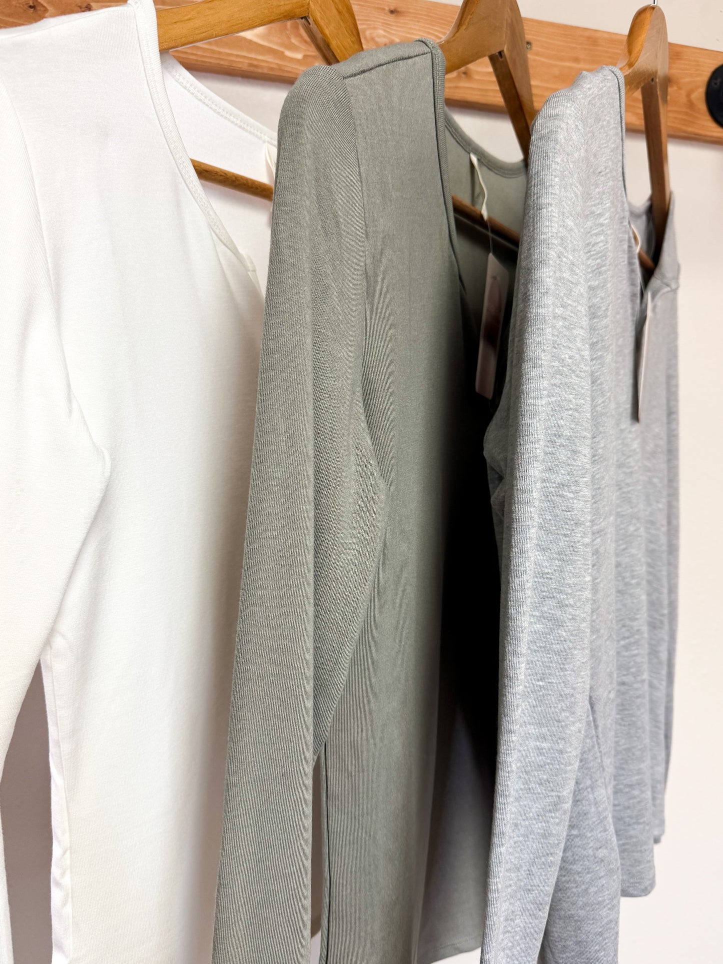 Ultra Soft, Notched Neckline Layering Basic Longsleeve