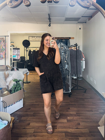 Summer Days Washed Black Romper