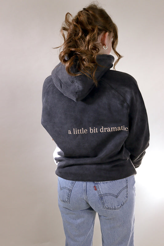 a little bit dramatic Hoodie, Vintage Black with Tan Ink