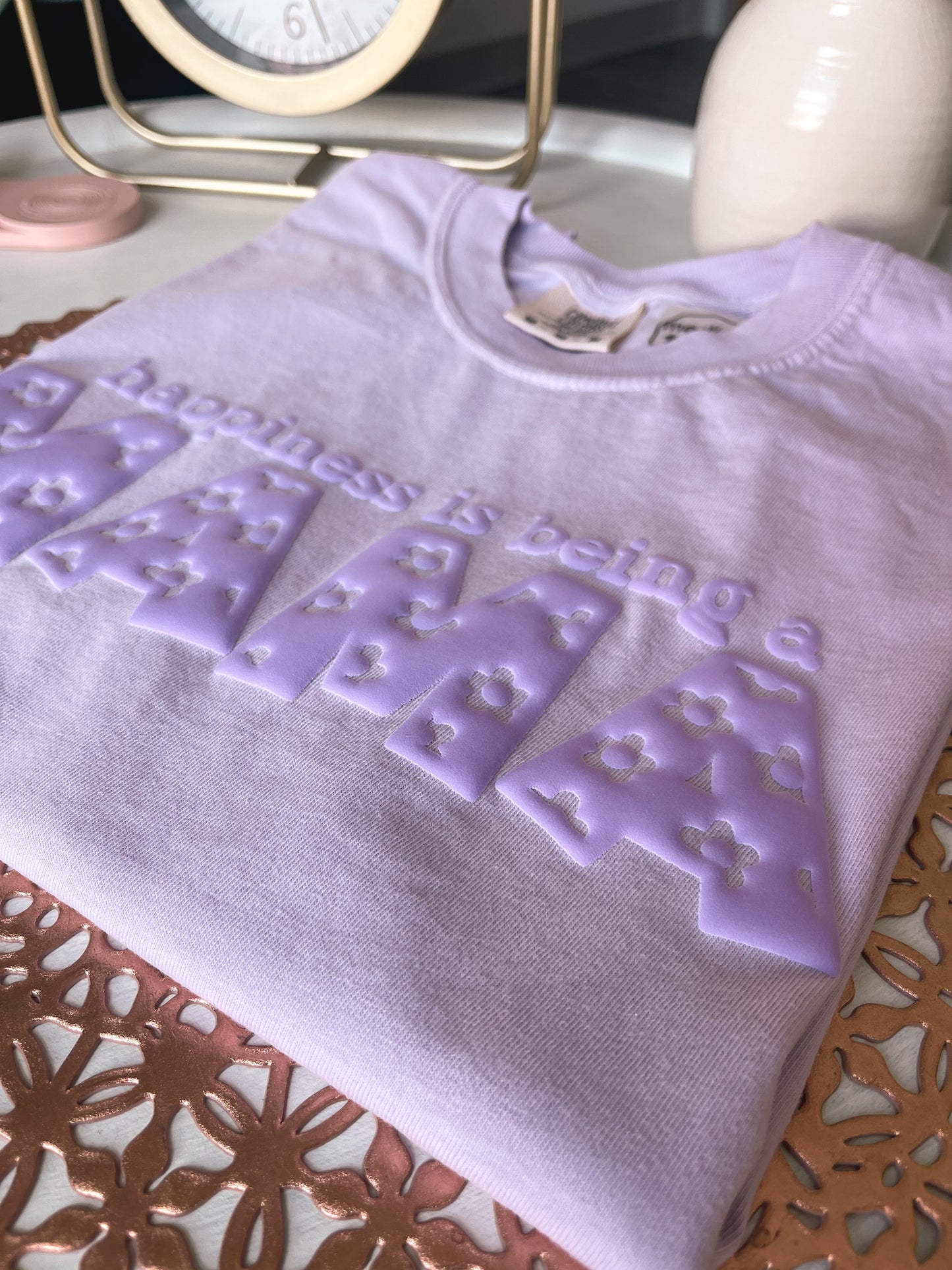 BIN *PUFF INK* happiness is being a MAMA, Monochrome Tee | orchid