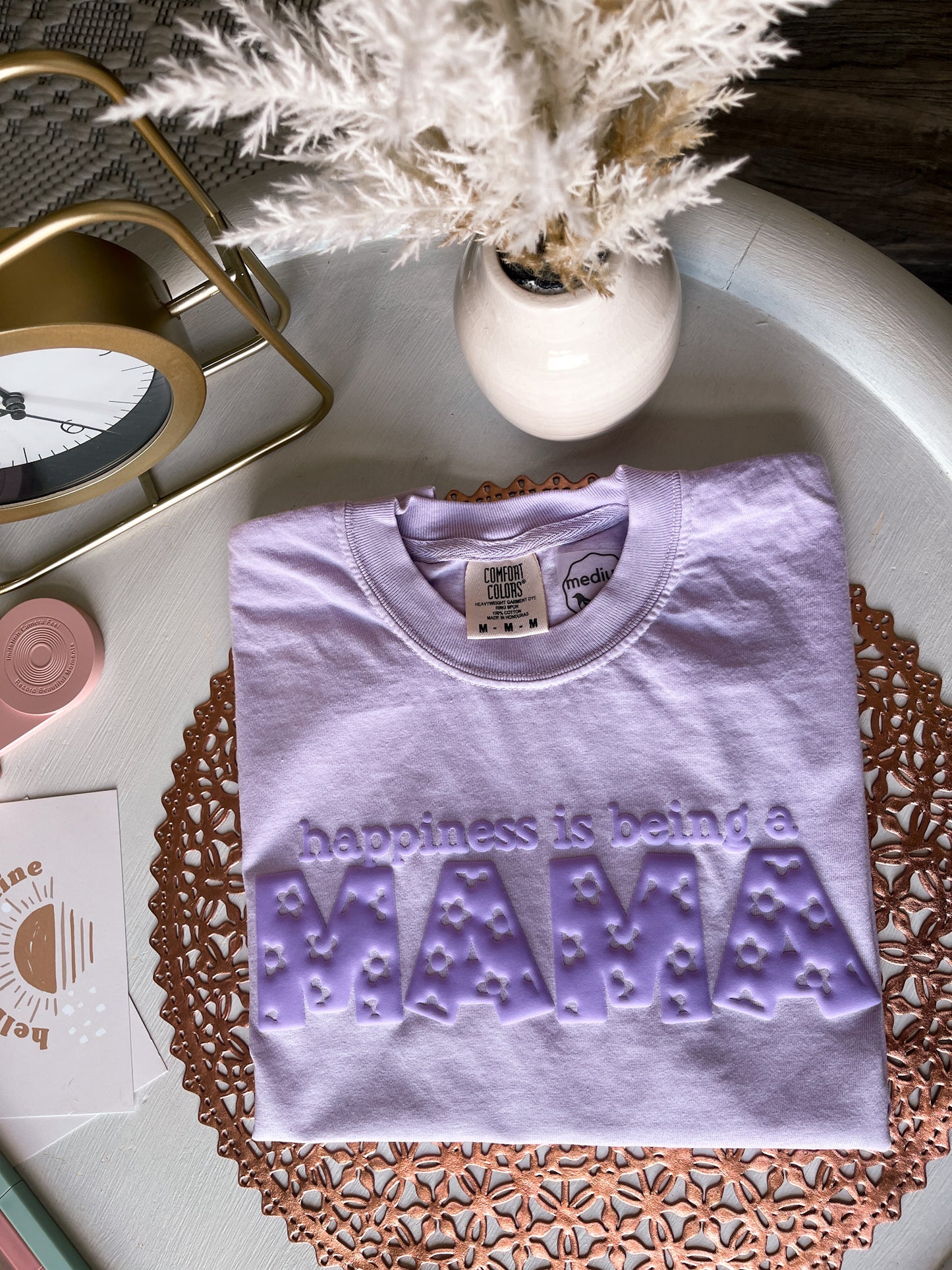 BIN *PUFF INK* happiness is being a MAMA, Monochrome Tee | orchid