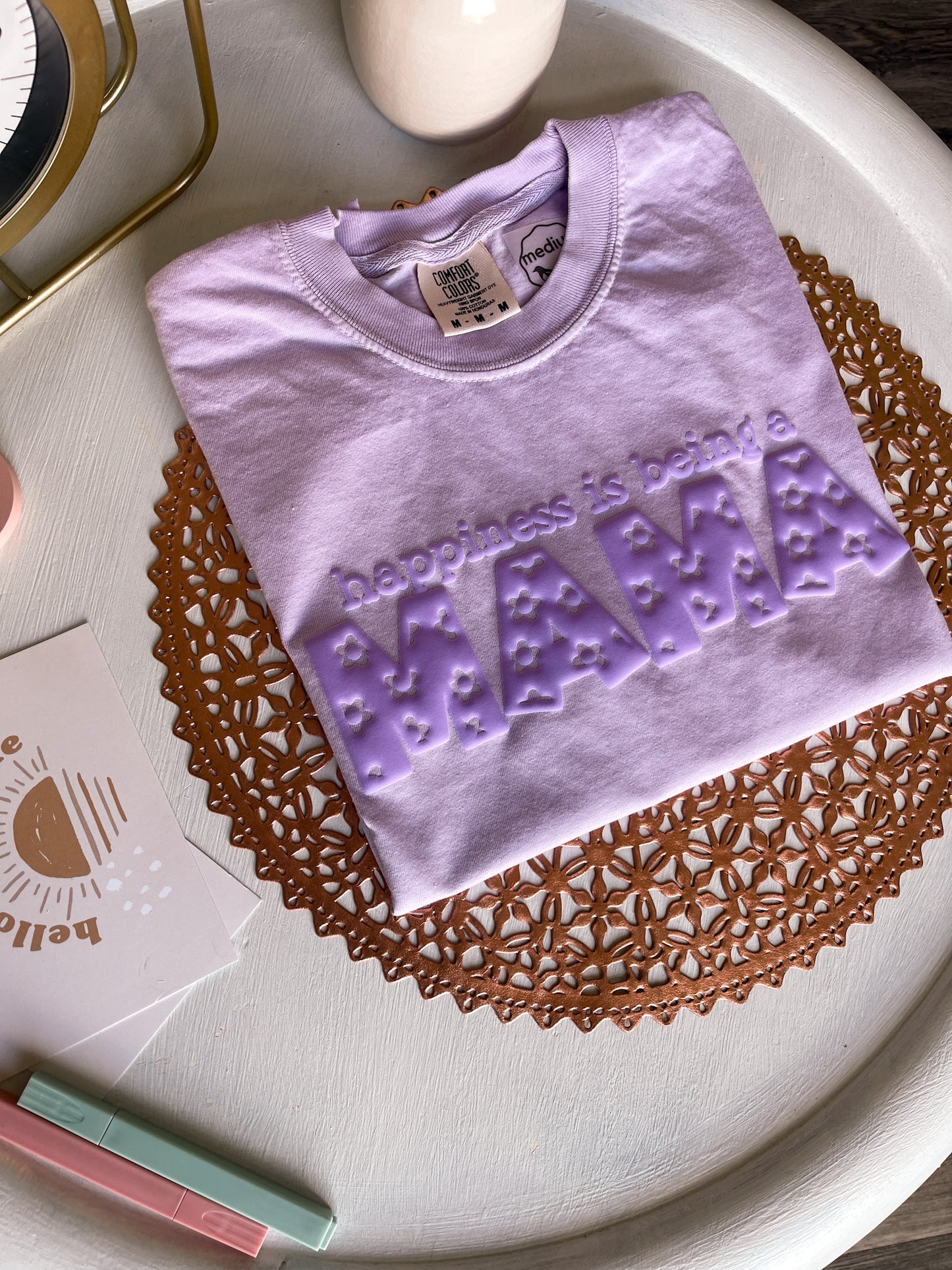 BIN *PUFF INK* happiness is being a MAMA, Monochrome Tee | orchid