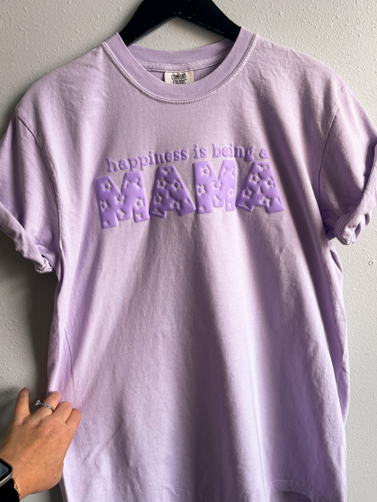 BIN *PUFF INK* happiness is being a MAMA, Monochrome Tee | orchid