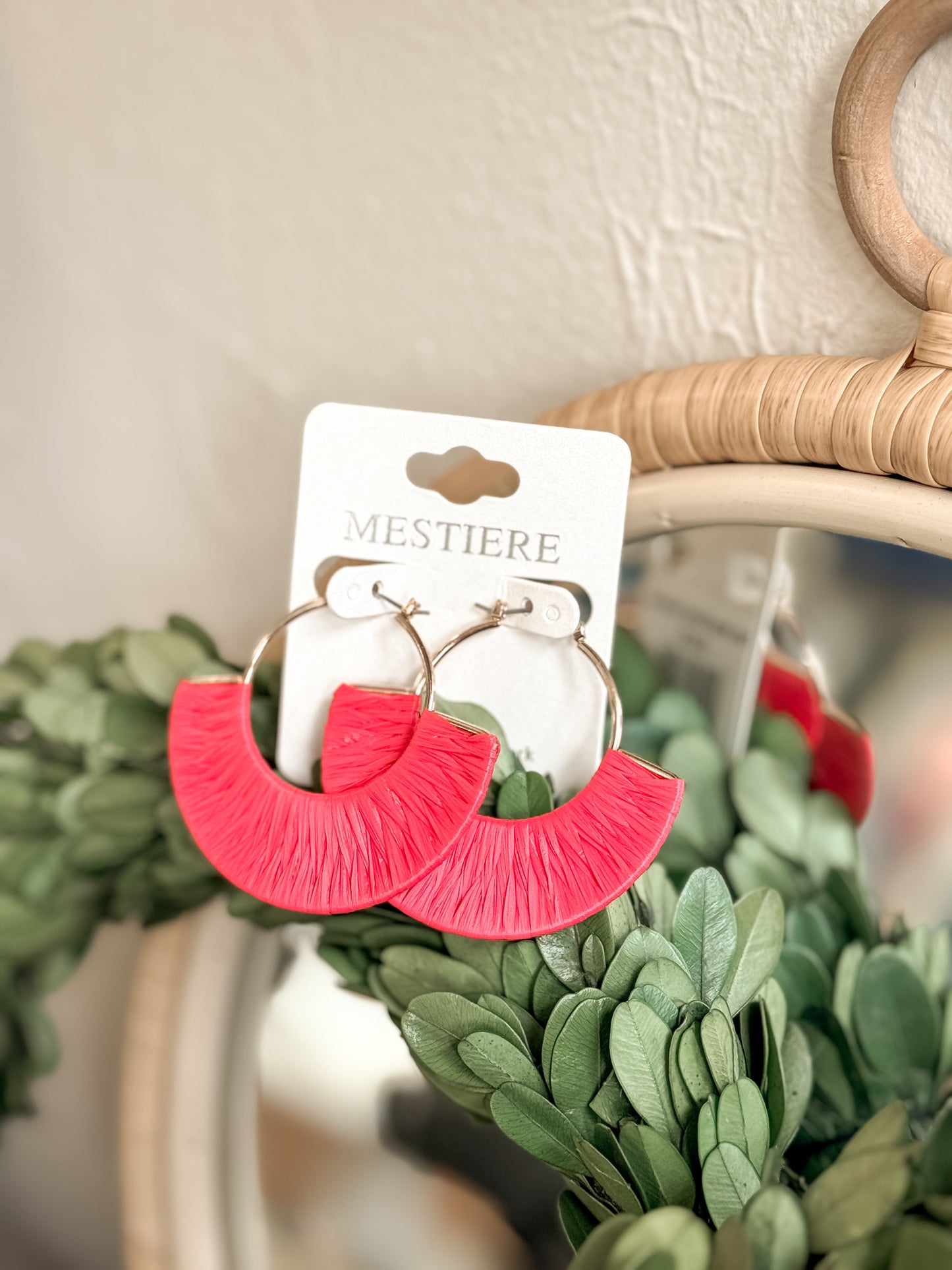 Rafia Wrap Earring, muted red