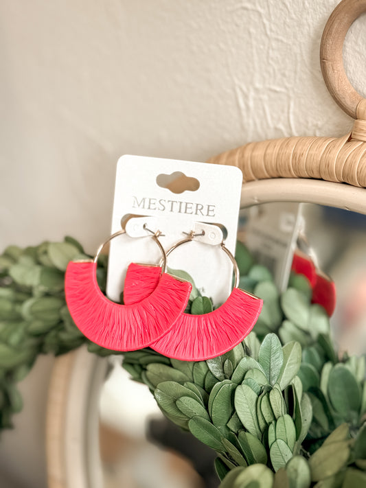 Rafia Wrap Earring, muted red