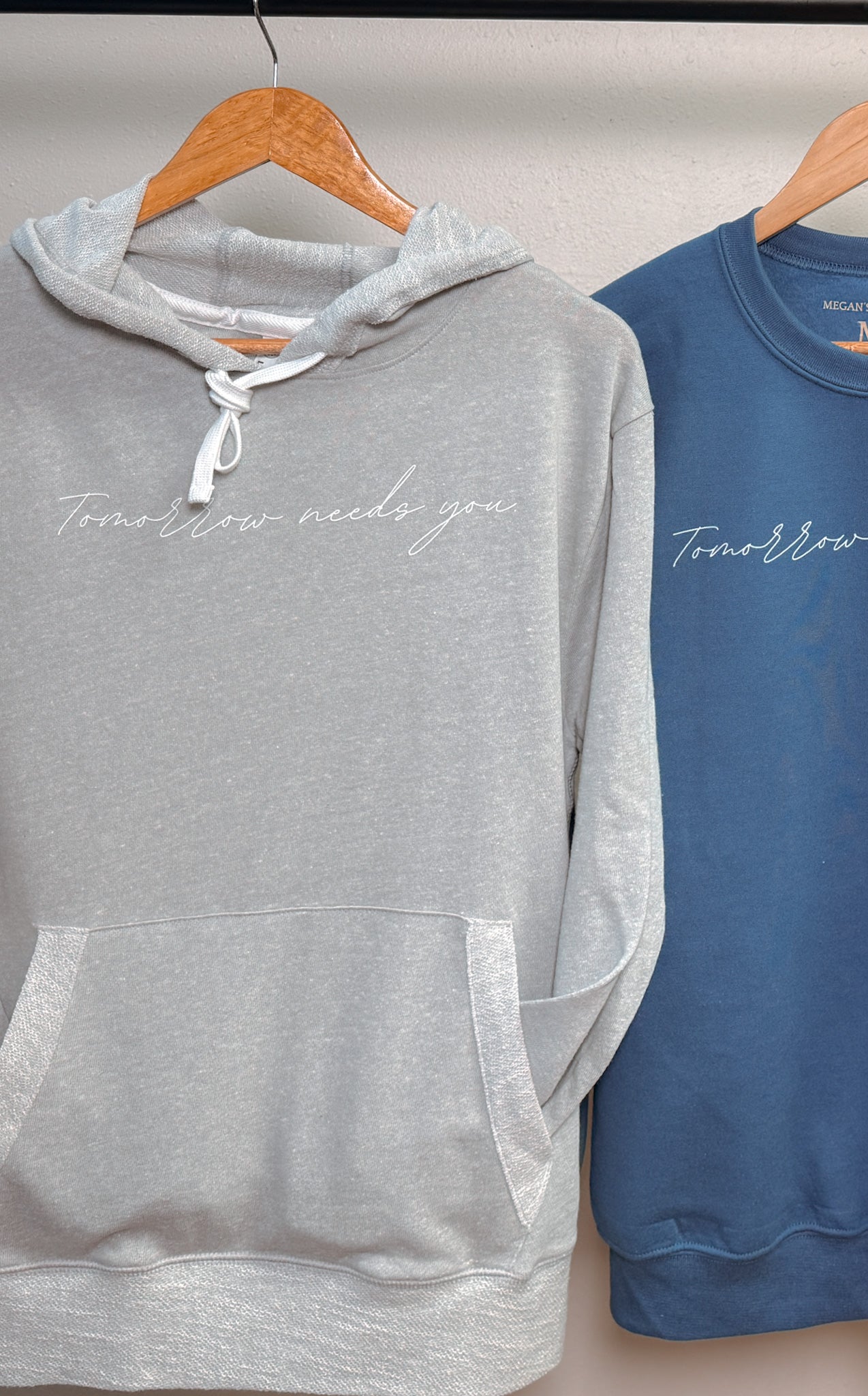 Tomorrow Needs You. French Terry Hoodie Sweatshirt, Grey