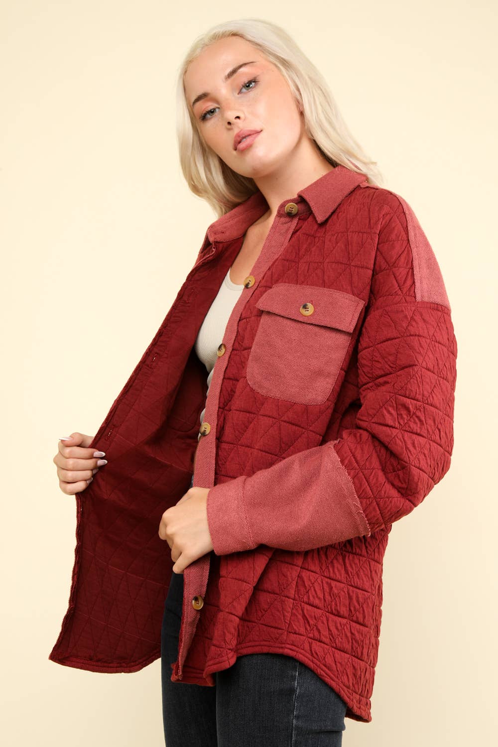Oversized Quilted Cozy Shacket Jacket, Black