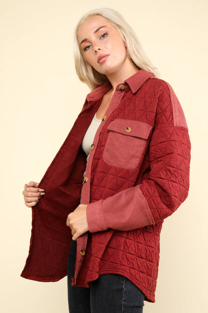Oversized Quilted Cozy Shacket Jacket, Black